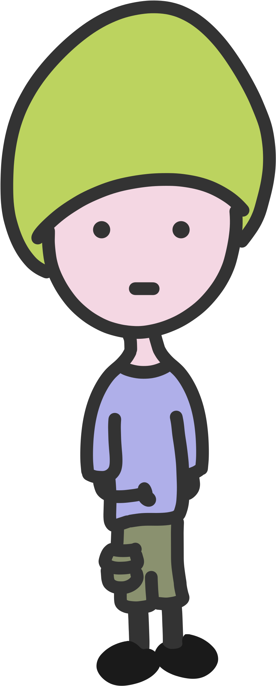 Green Hat Cartoon Character