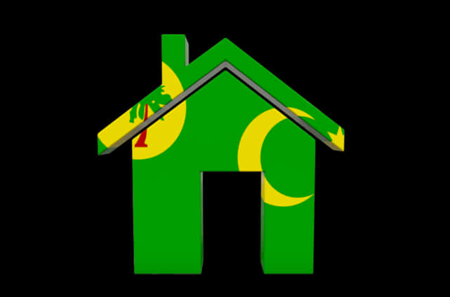 Green Home Iconwith Yellow Moonsand Stars