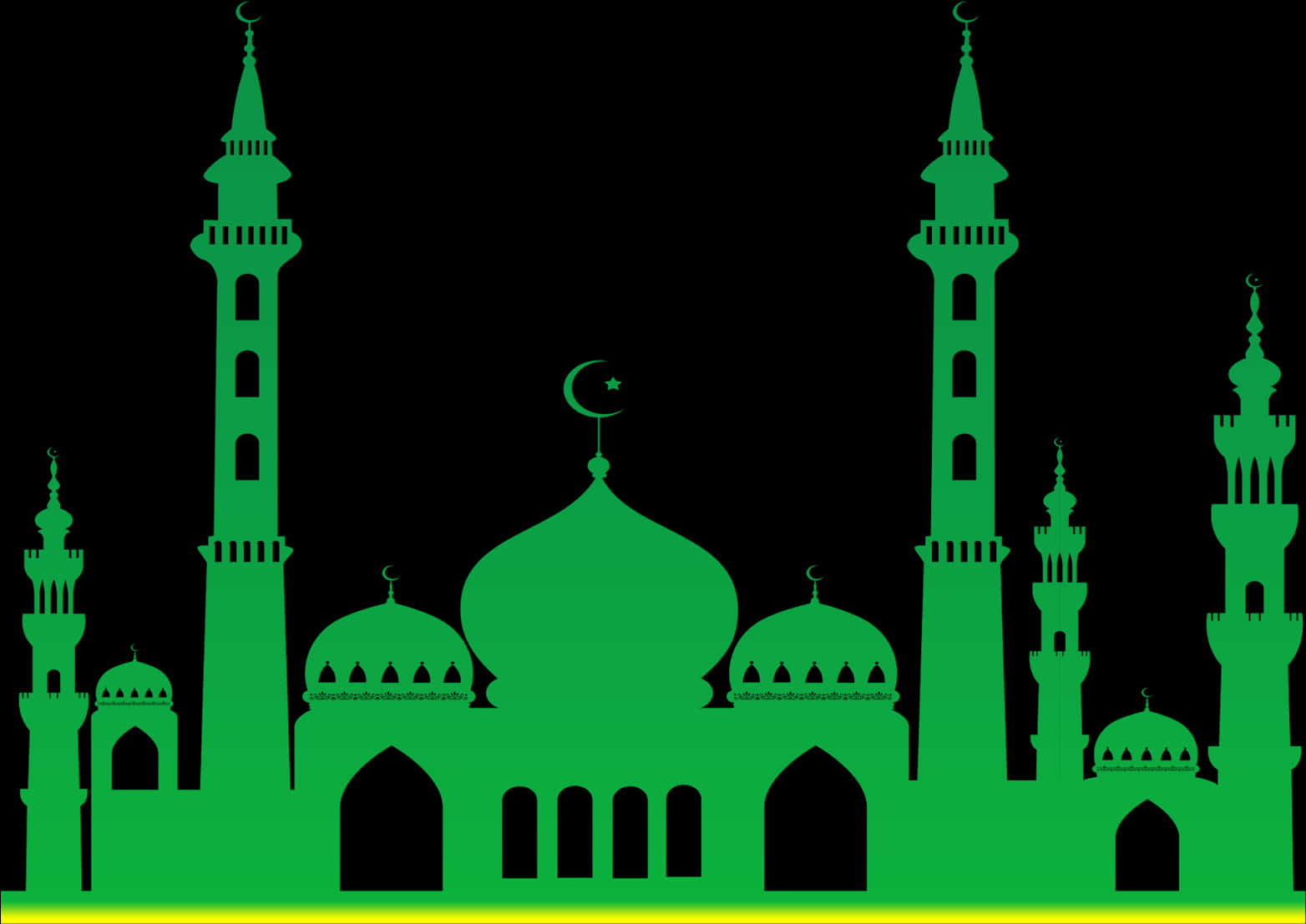 Green Islamic Silhouette Mosque Vector