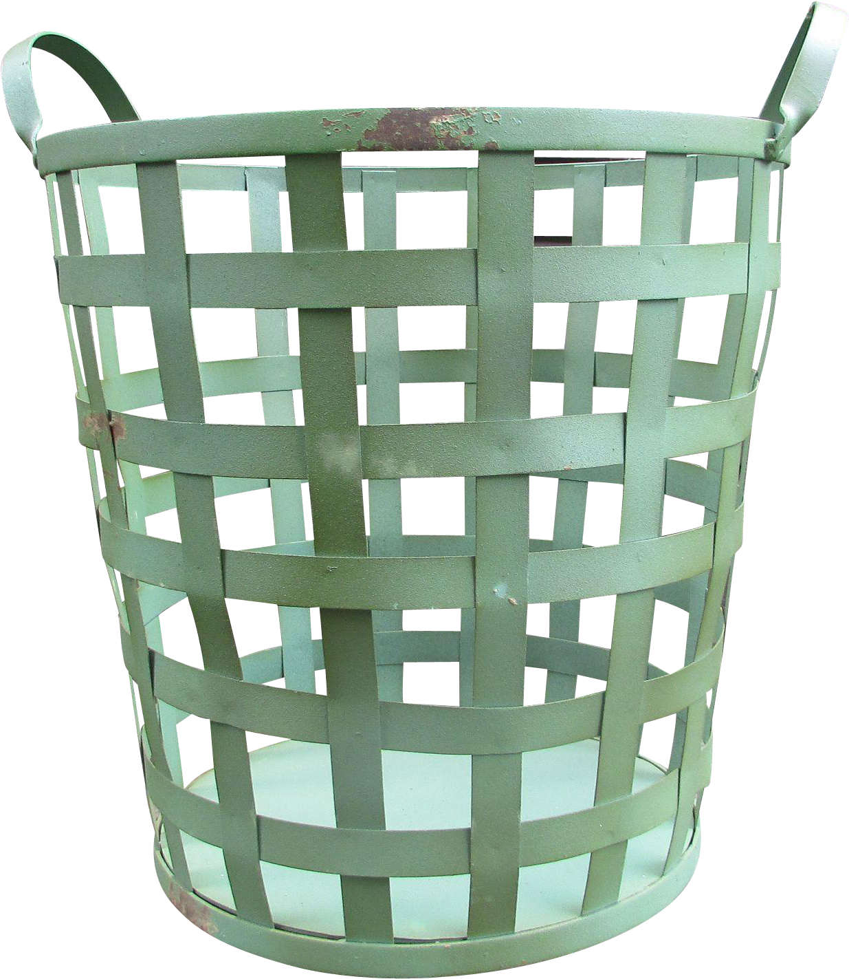 Green Metal Basket Isolated.png