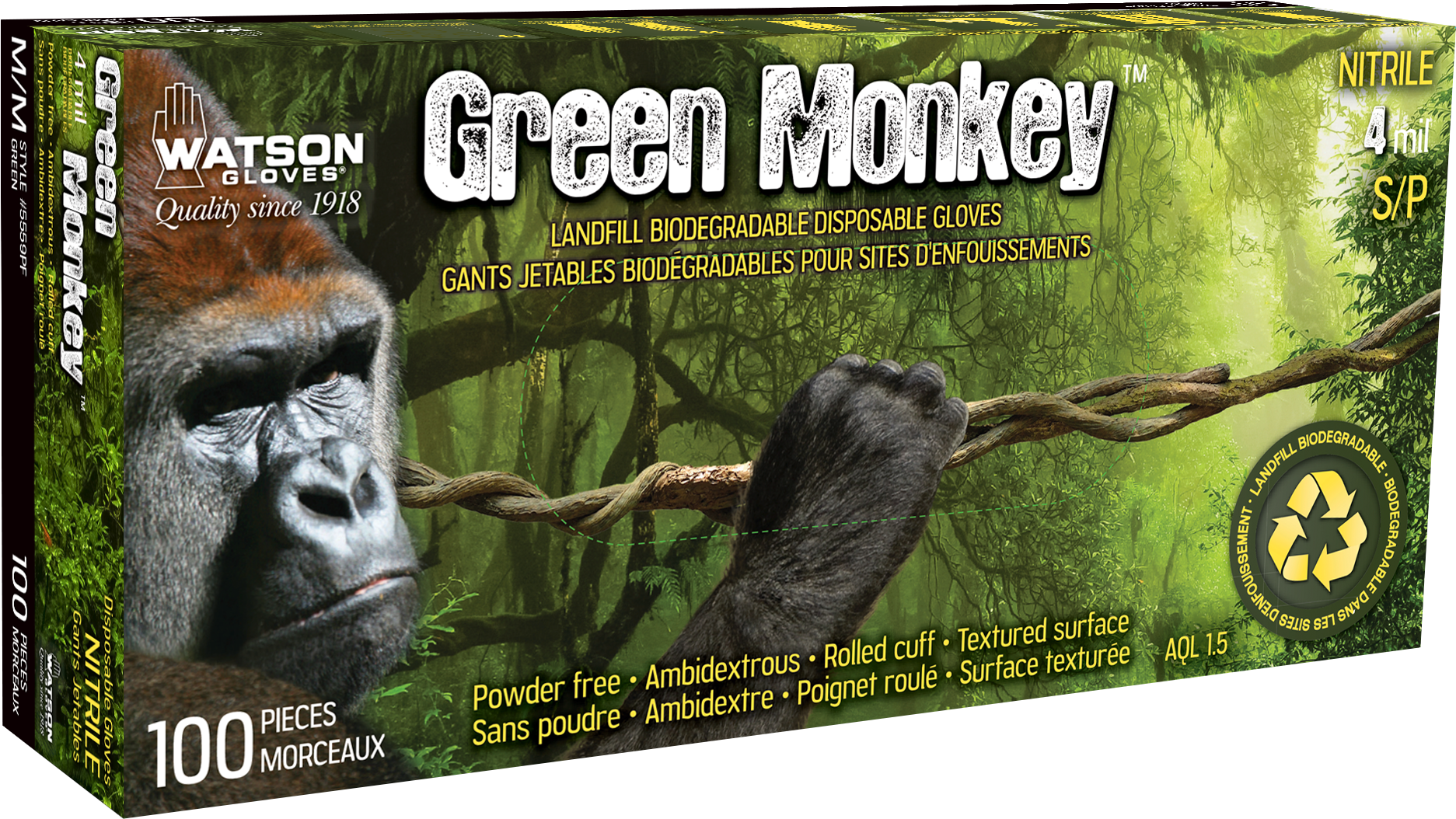 Green Monkey Biodegradable Gloves Packaging