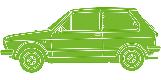 Green Outline Compact Car