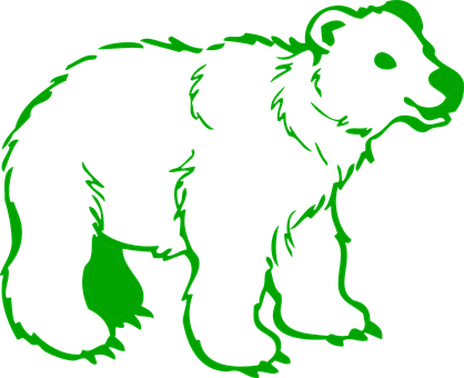 Green Outlined Bear Graphic