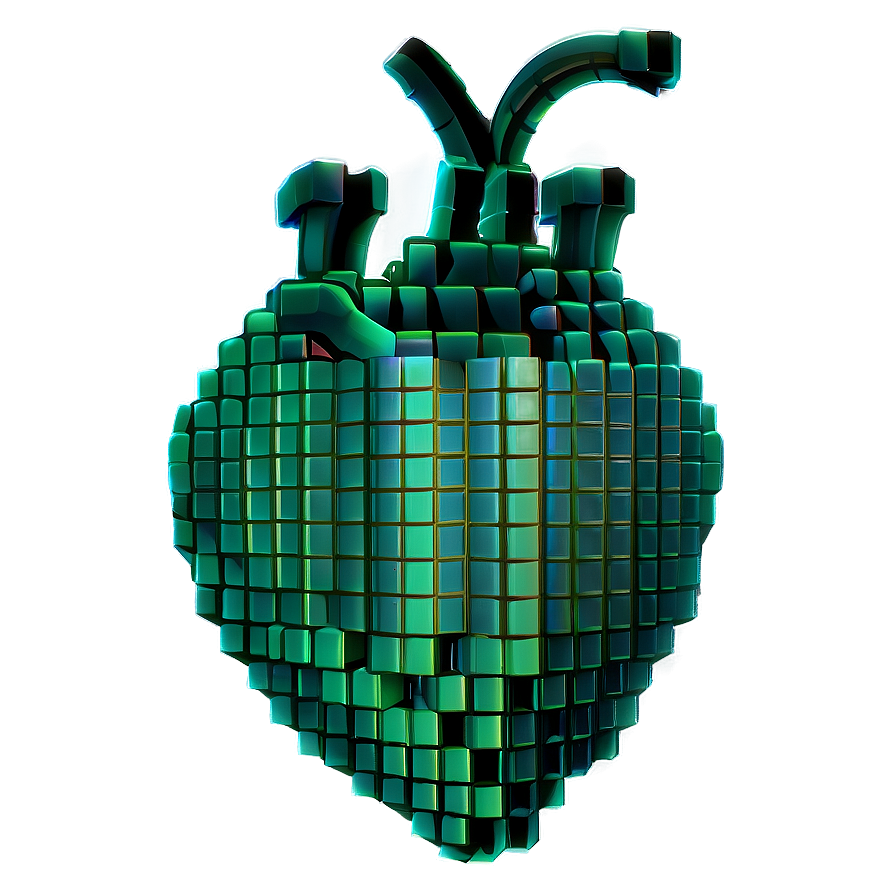 Green Pixel Heart Png 05252024