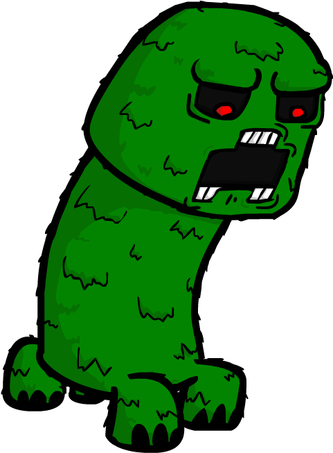 Green Pixel Monster Cartoon