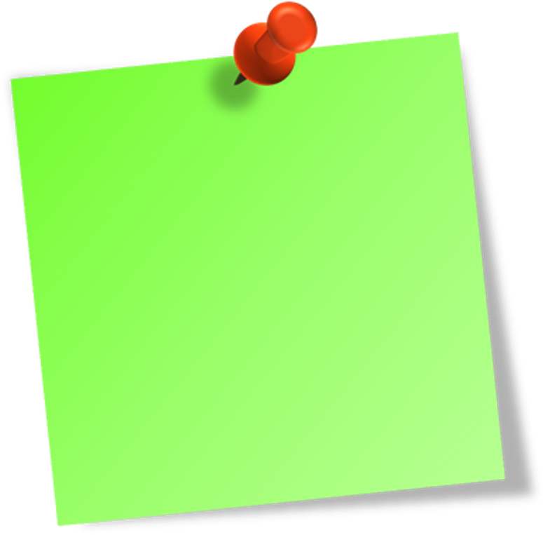 Green Post It Note Pinned