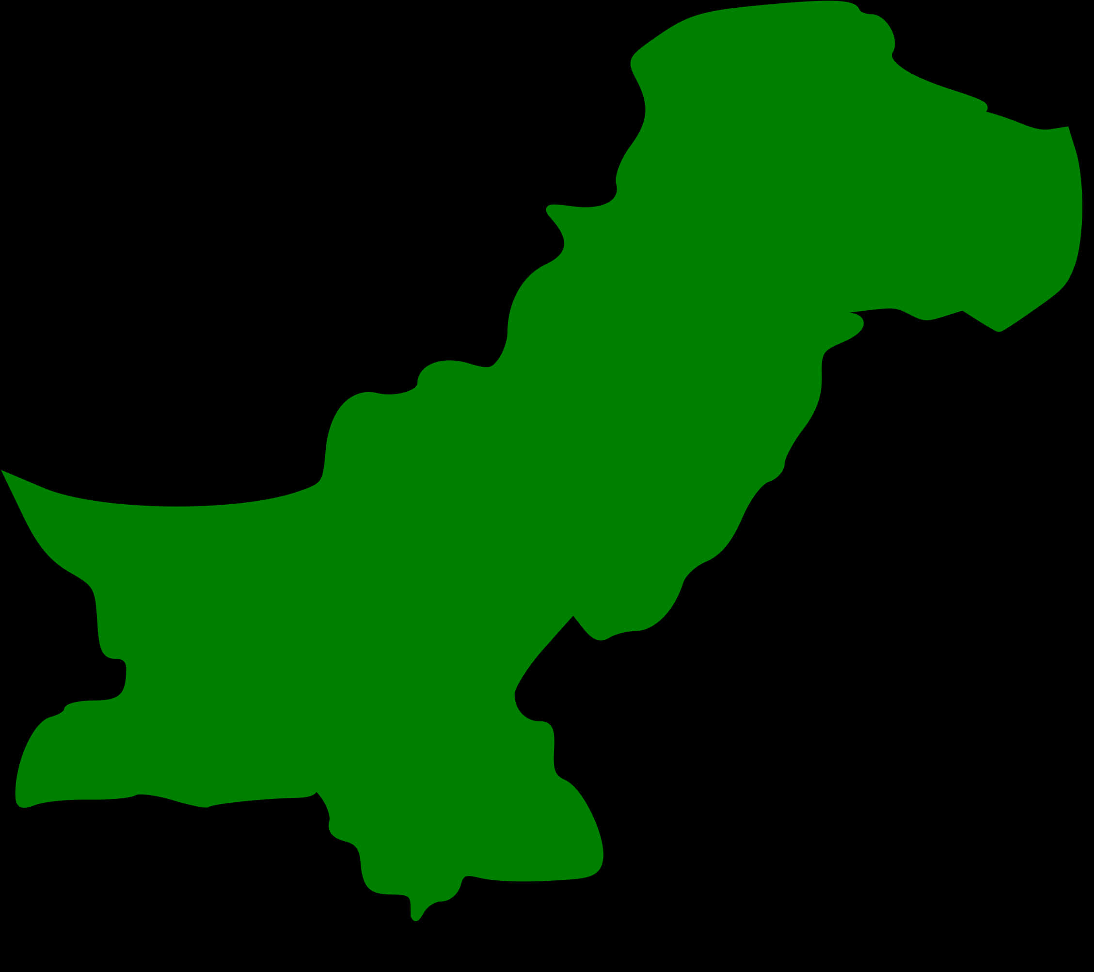 Green Silhouette Map Pakistan