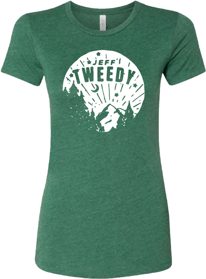 Green T Shirtwith White Graphic Print