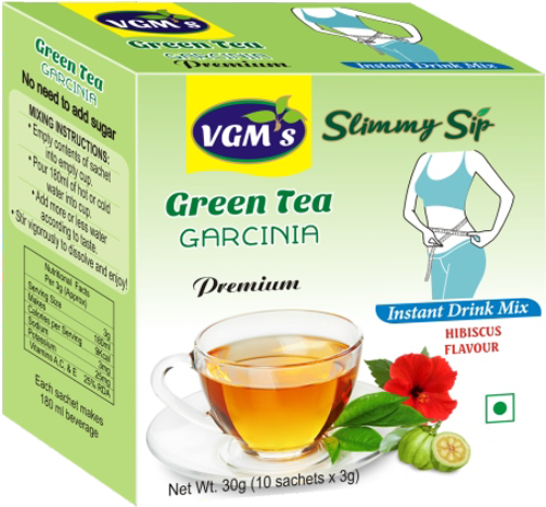 Green Tea Garcinia Hibiscus Flavor Product Packaging