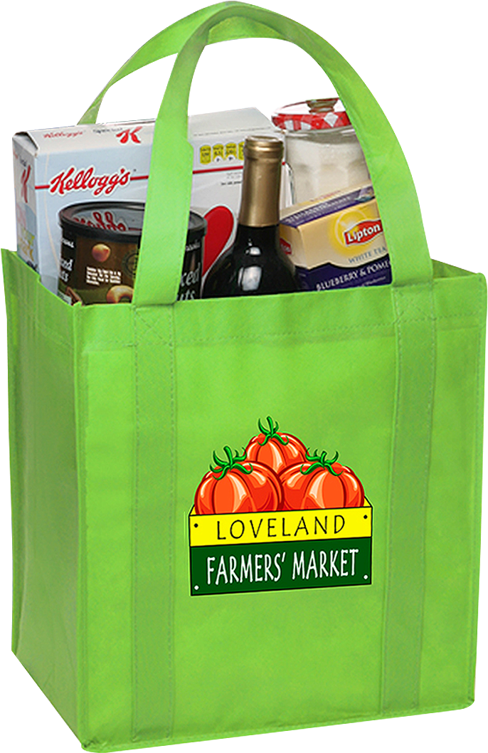 Green Tote Bag Filled With Groceries