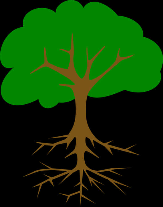 Green Treewith Roots Vector