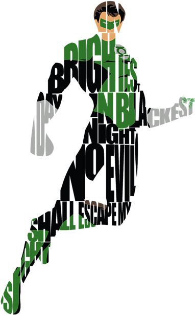 Green Typographic Superhero Silhouette