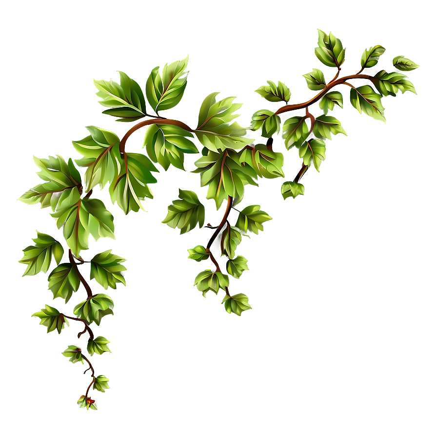 Green Vine Leaves Branch.png