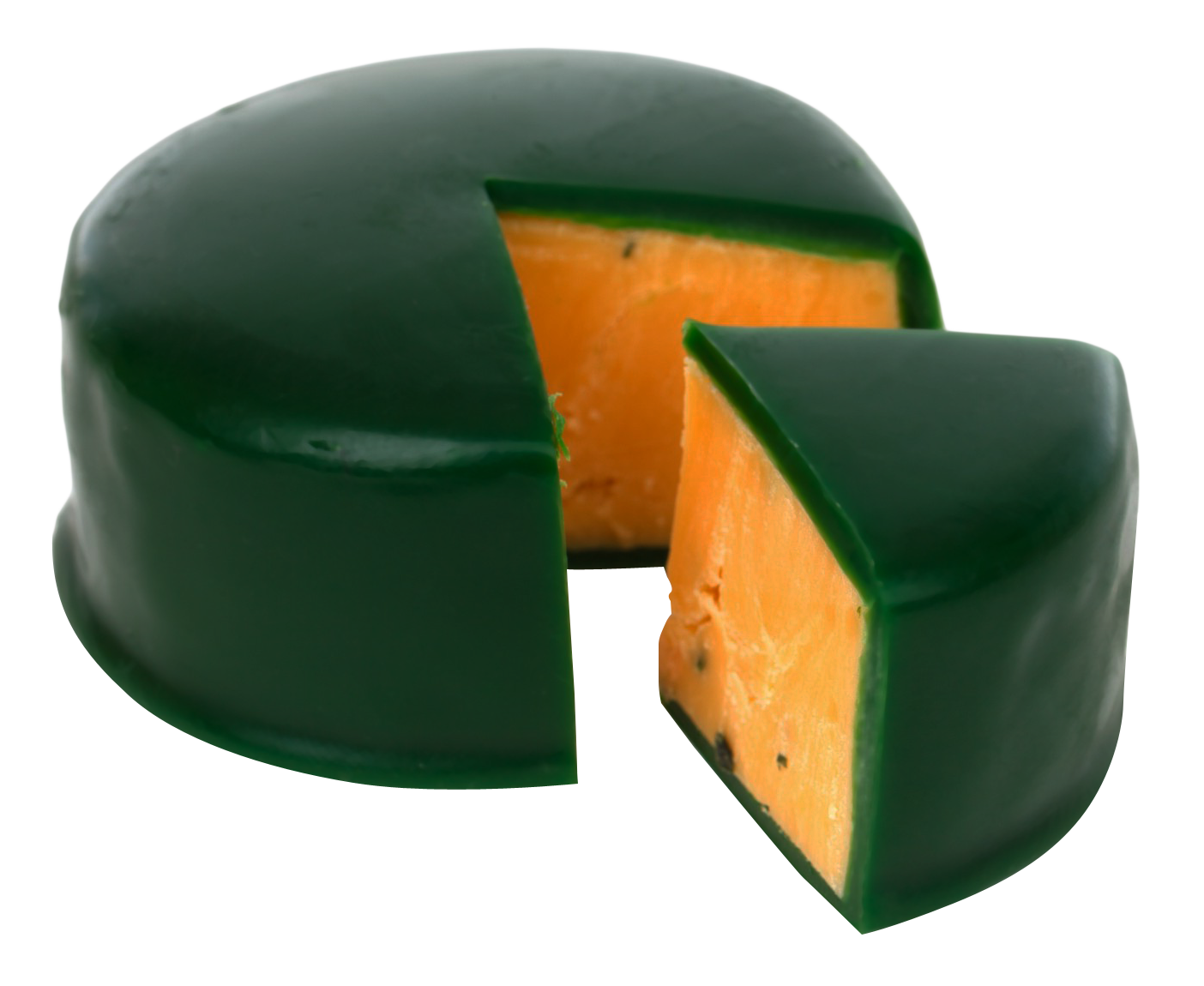 Green Waxed Gouda Cheese Wheeland Wedge