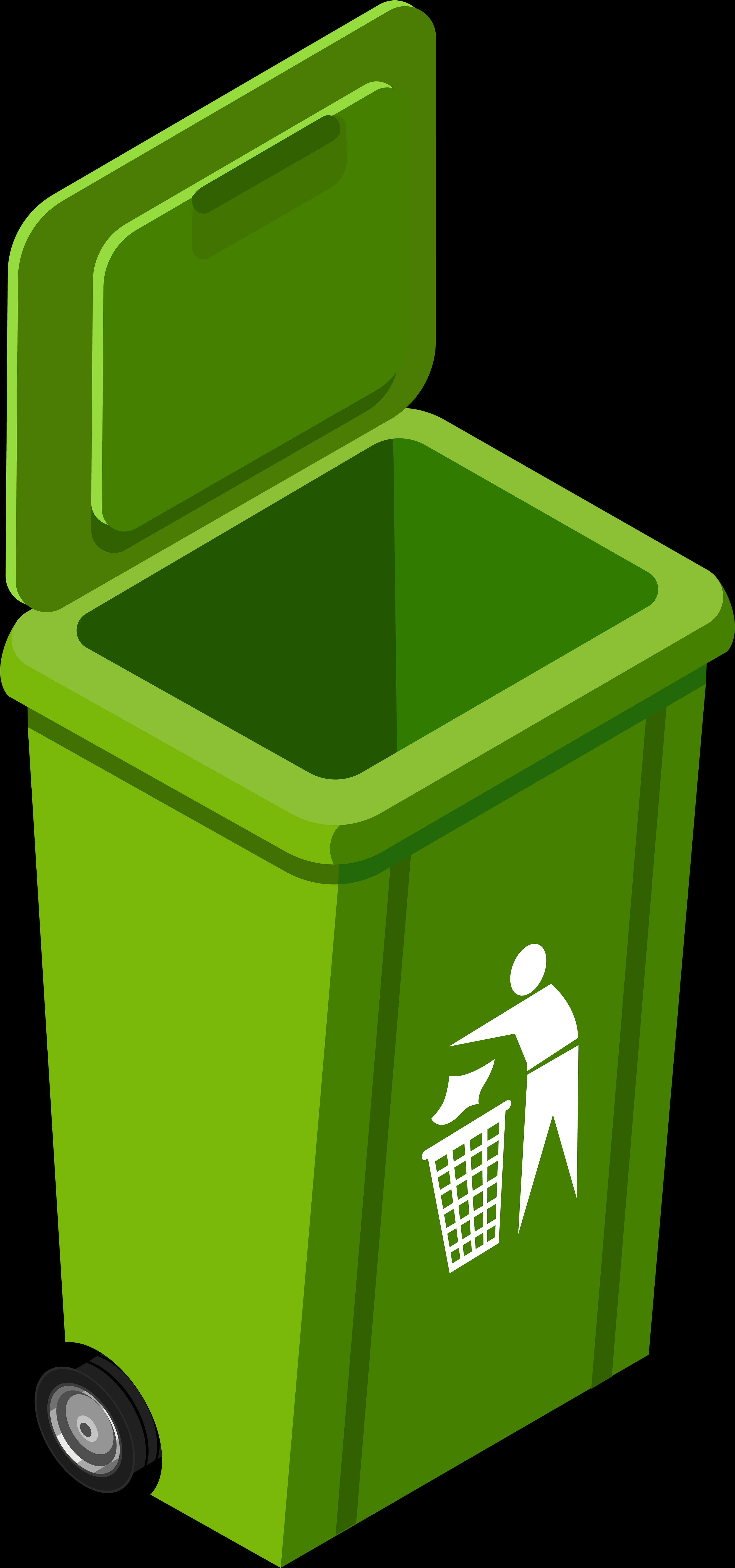 Green Wheeled Trash Bin Vector