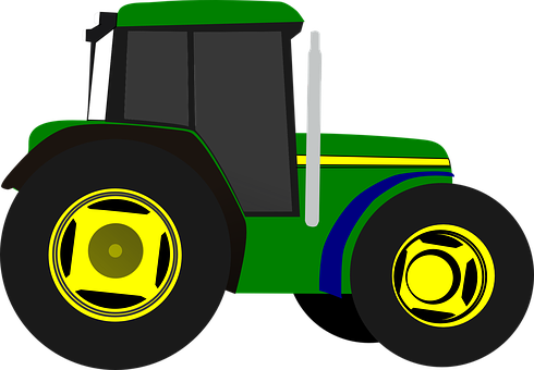 Green Yellow Modern Tractor Illustration