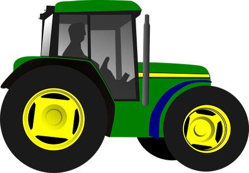 Green Yellow Tractor Illustration