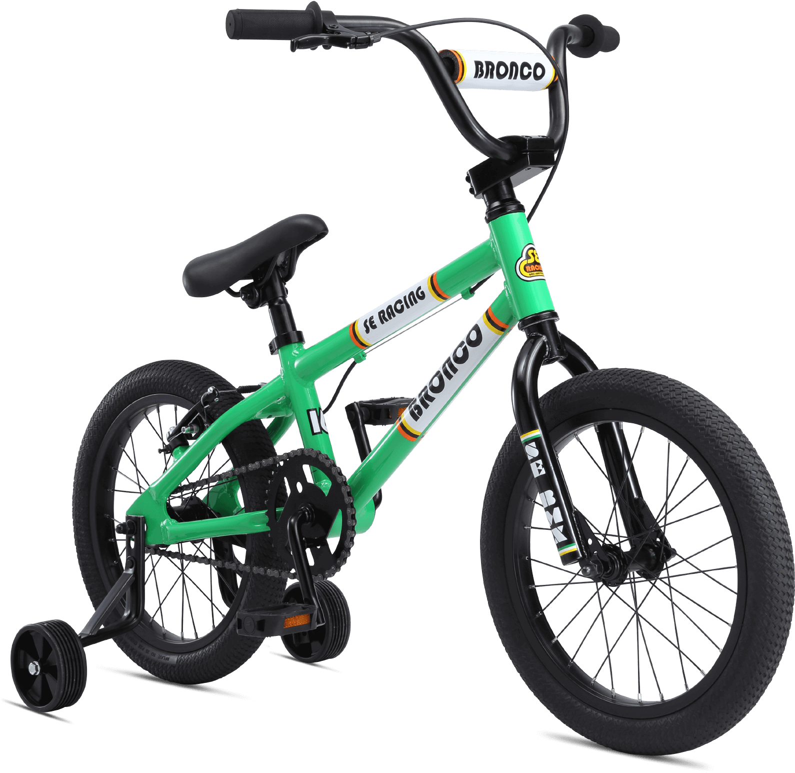 Green Youth B M X Bike With Training Wheels