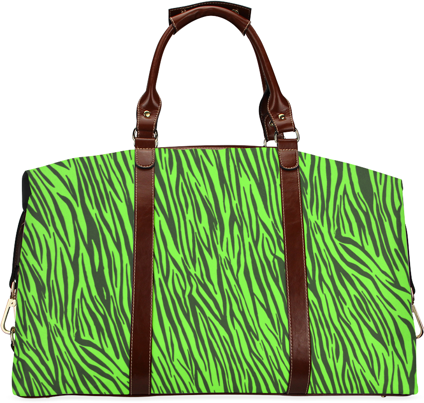 Green Zebra Print Duffel Bag