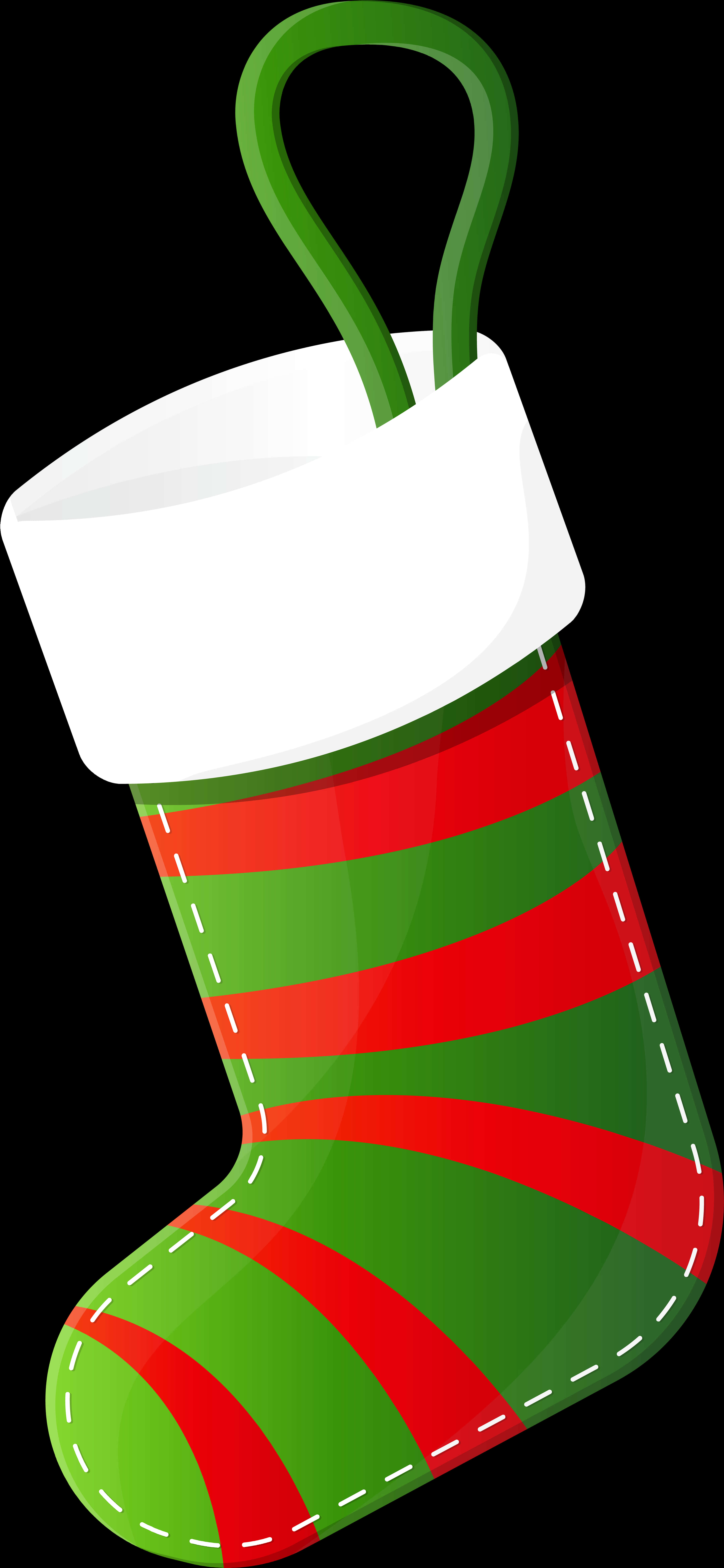 Greenand Red Striped Christmas Stocking