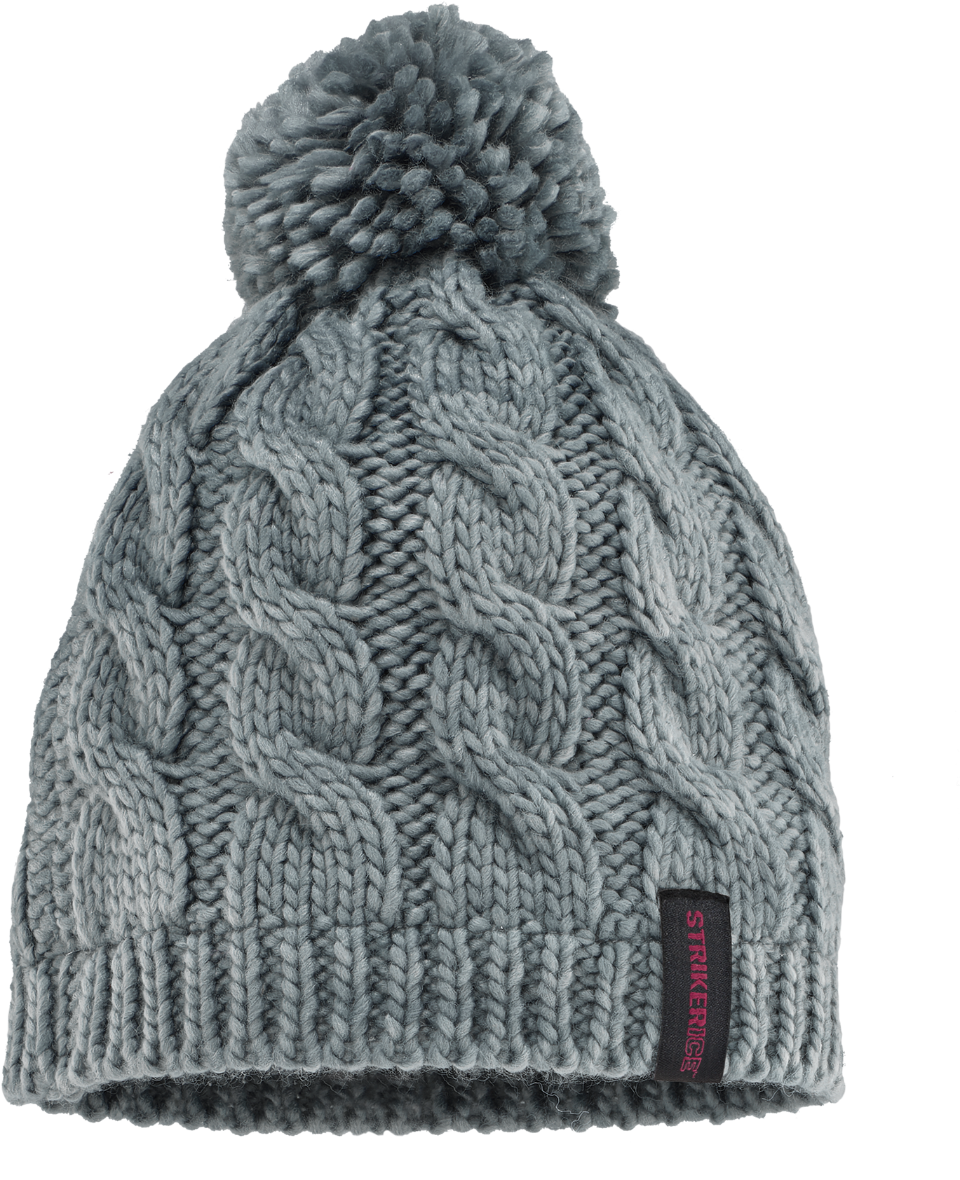 Grey Cable Knit Beaniewith Pom Pom