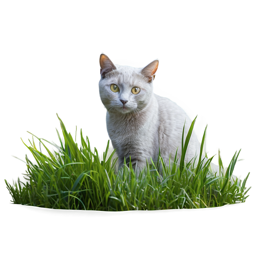 Grey Cat In Grass Png 13