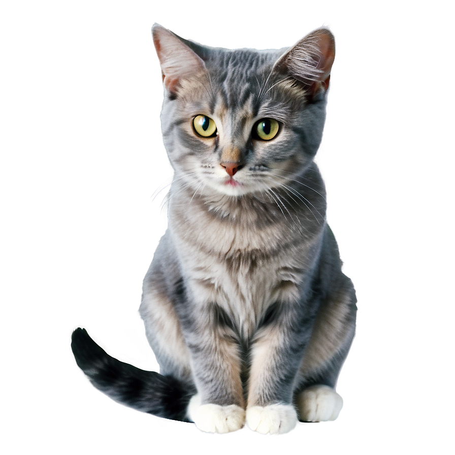 Grey Cat Sitting Png 06252024