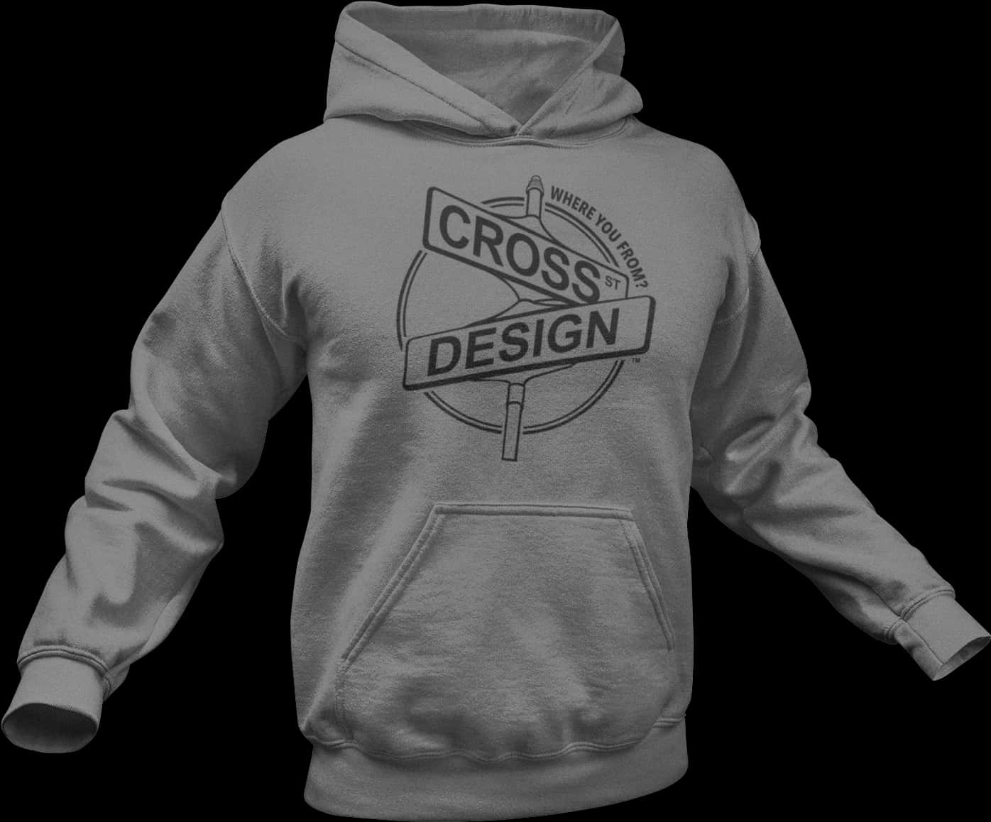 Grey Hoodie Cross Design Graphic