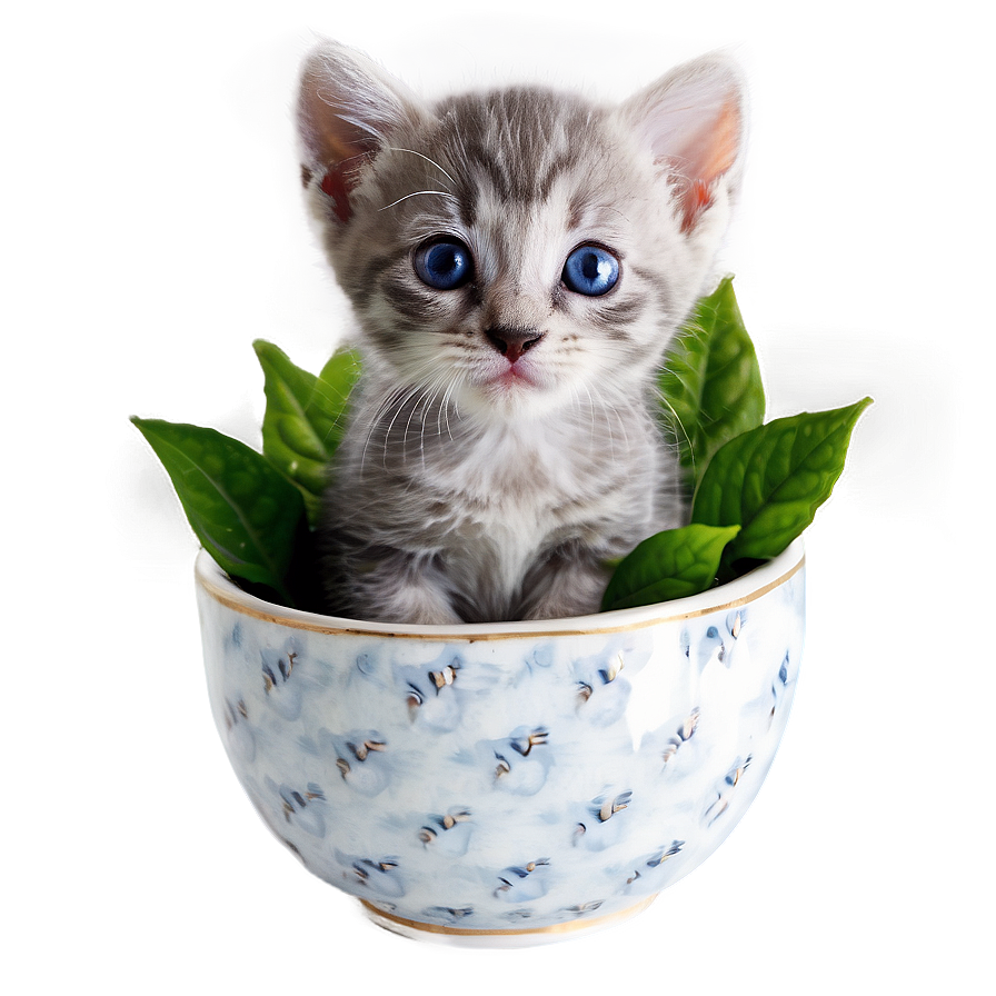 Grey Kitten In Cup Png Ddt2