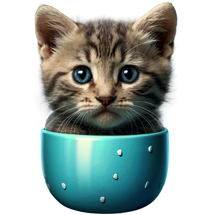 Grey Kitten In Cup Png Rjm78