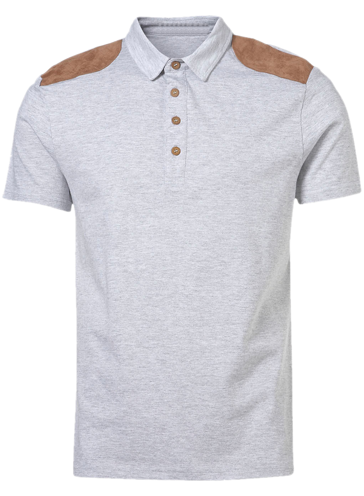 Grey Polo Shirtwith Brown Accents