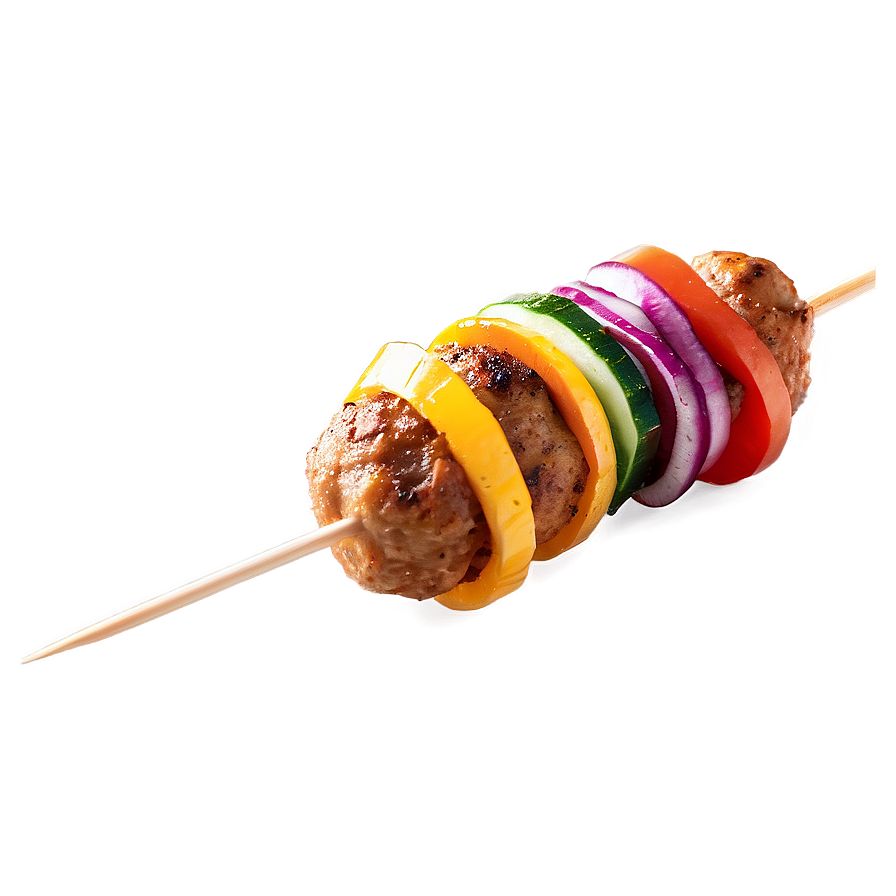 Grilled Meatballand Vegetable Skewer