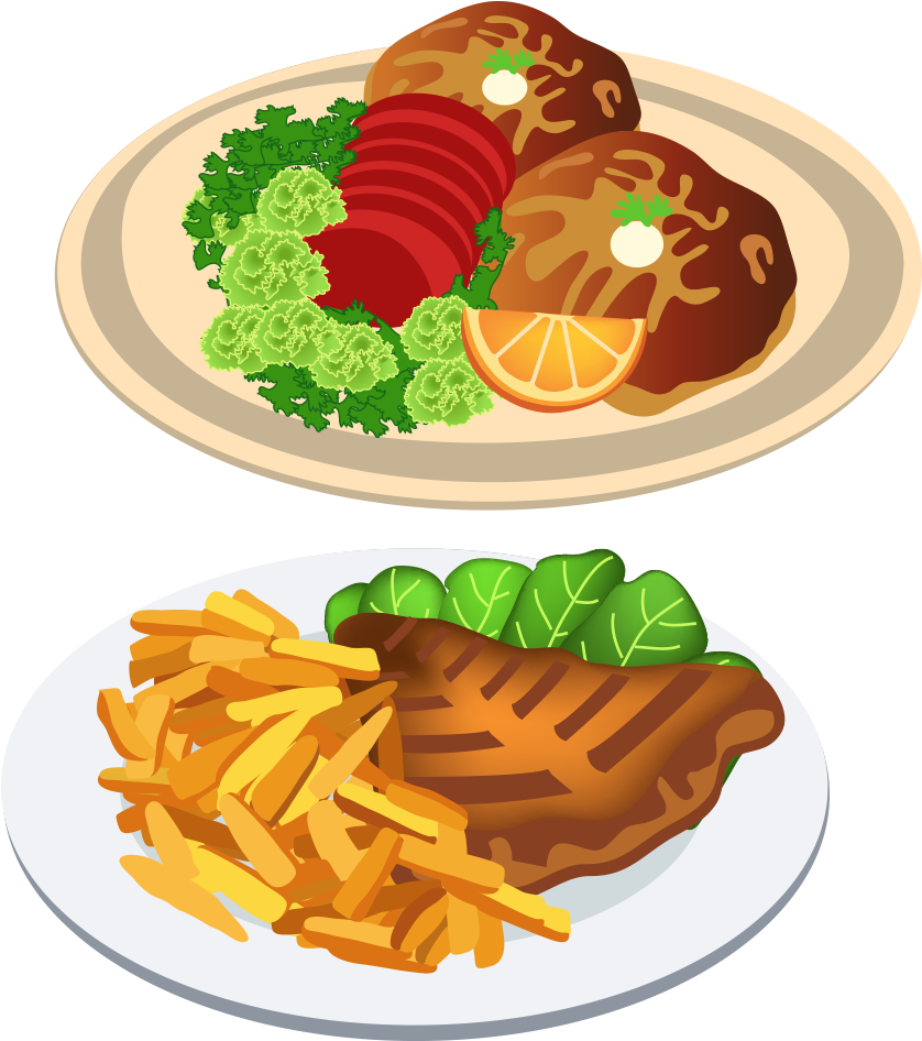 Grilled Steakand Fries Illustration