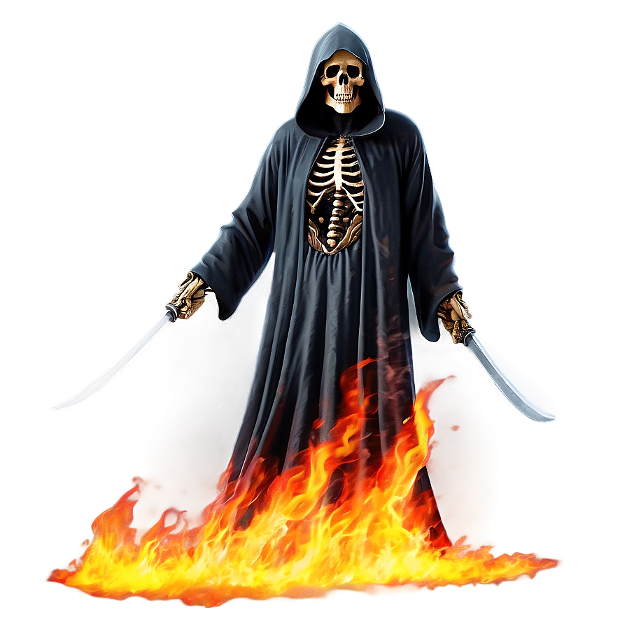 Grim Reaper In Flames Png 05062024