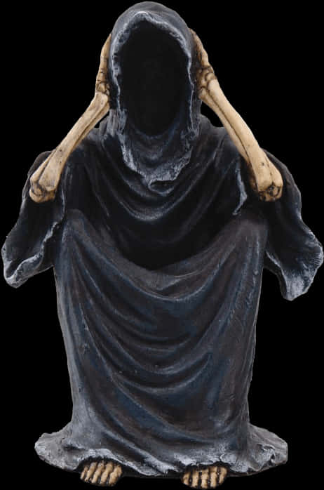 Grim Reaper Statue Black Background