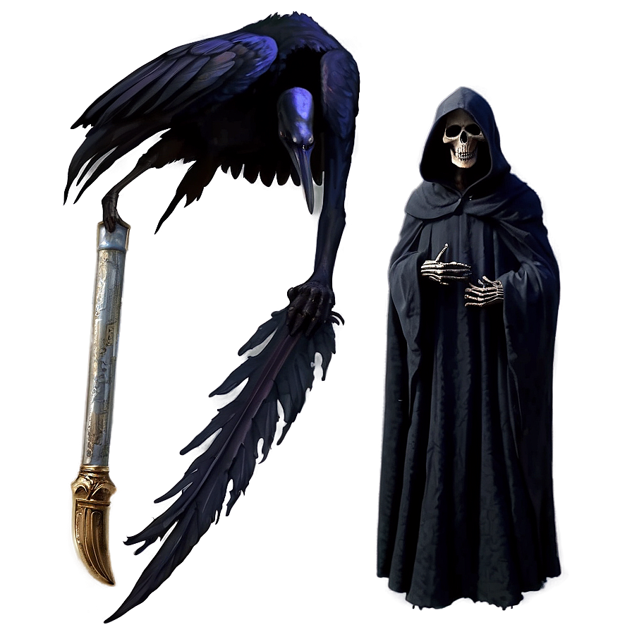 Grim Reaper With Raven Png 05062024