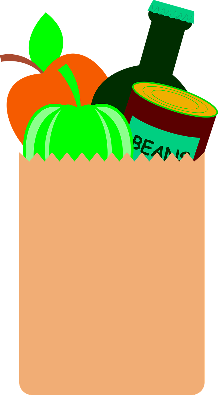 Grocery Bag With Fresh And Packaged Food Items