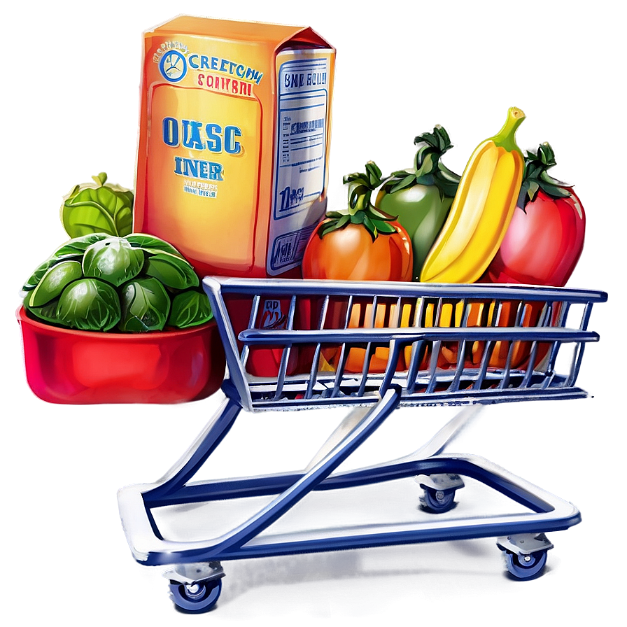 Grocery Cart With Food Png Igl58