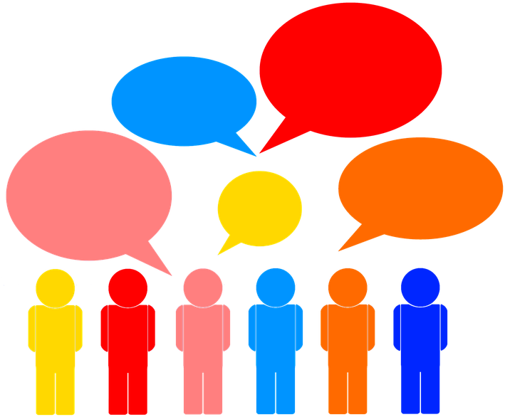 Group Discussion Colorful People Speech Bubbles