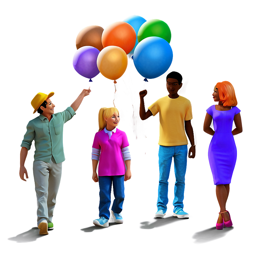 Group Of People With Balloons Png Cfw