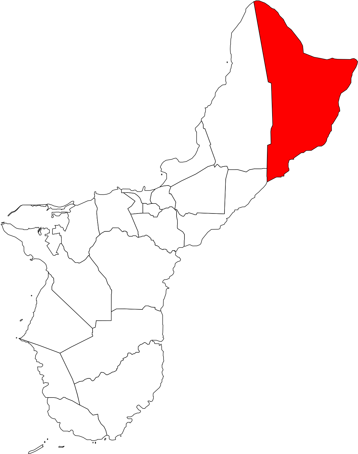 Guam Map Highlighted Northern Region