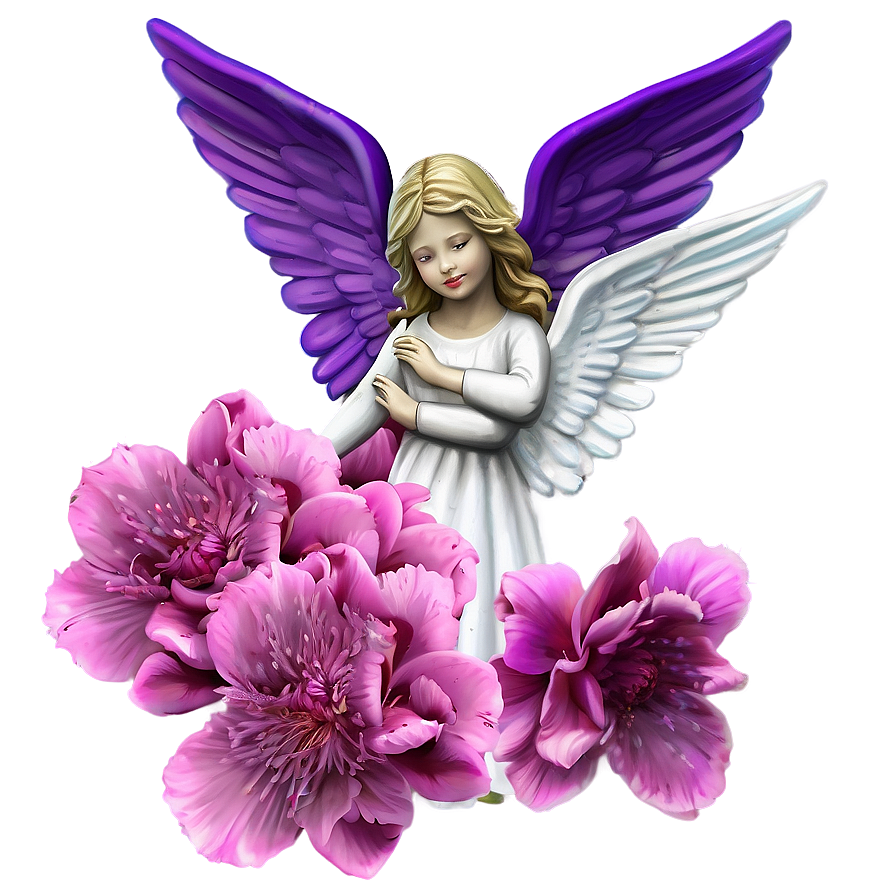 Guardian Angel With Flowers Png 63