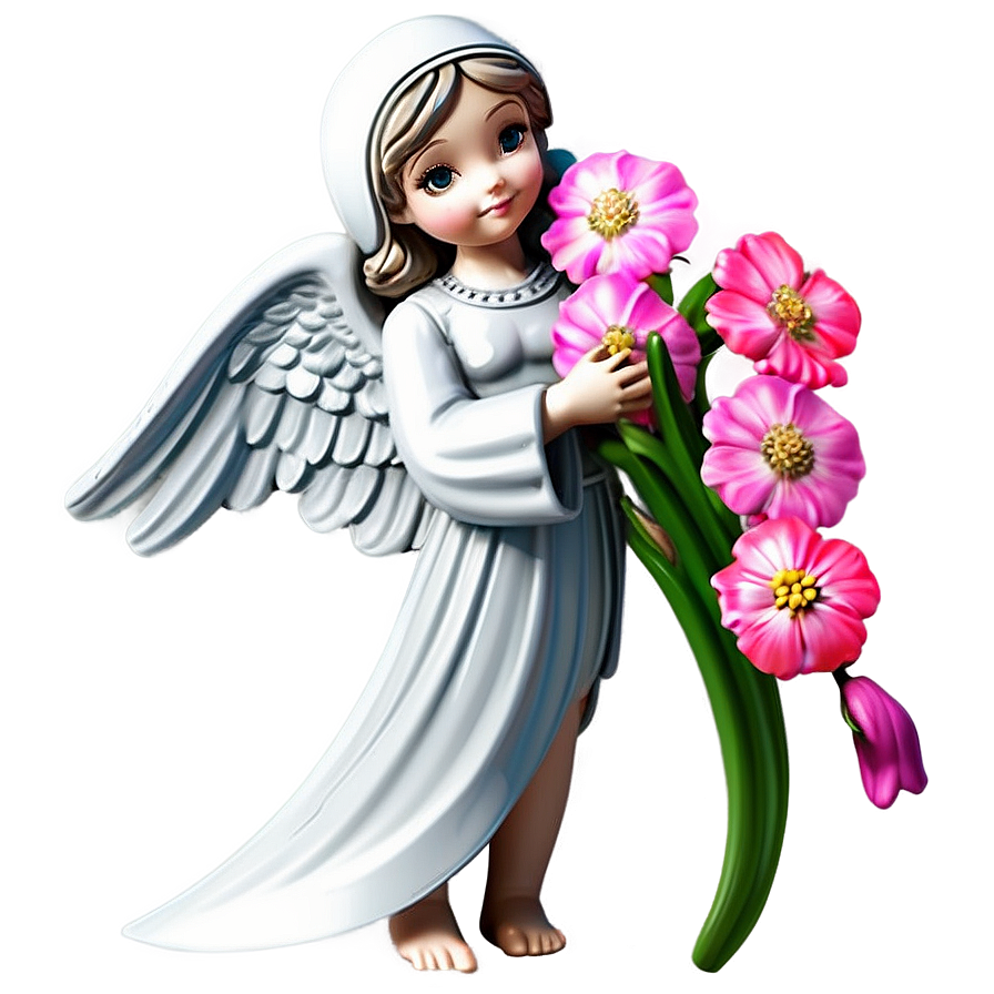 Guardian Angel With Flowers Png Chf85