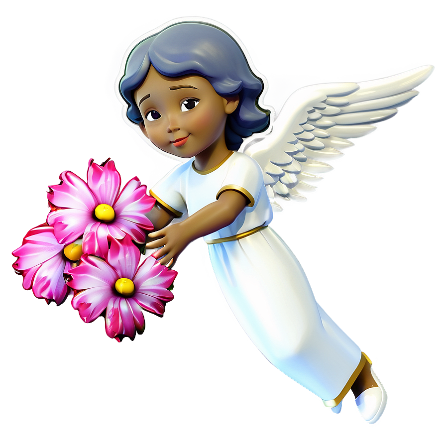 Guardian Angel With Flowers Png Wil23