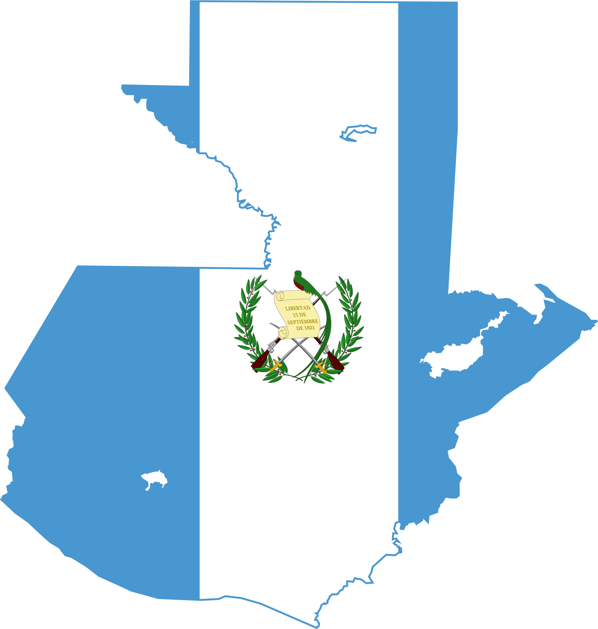 Guatemala Map Outlinewith Flag