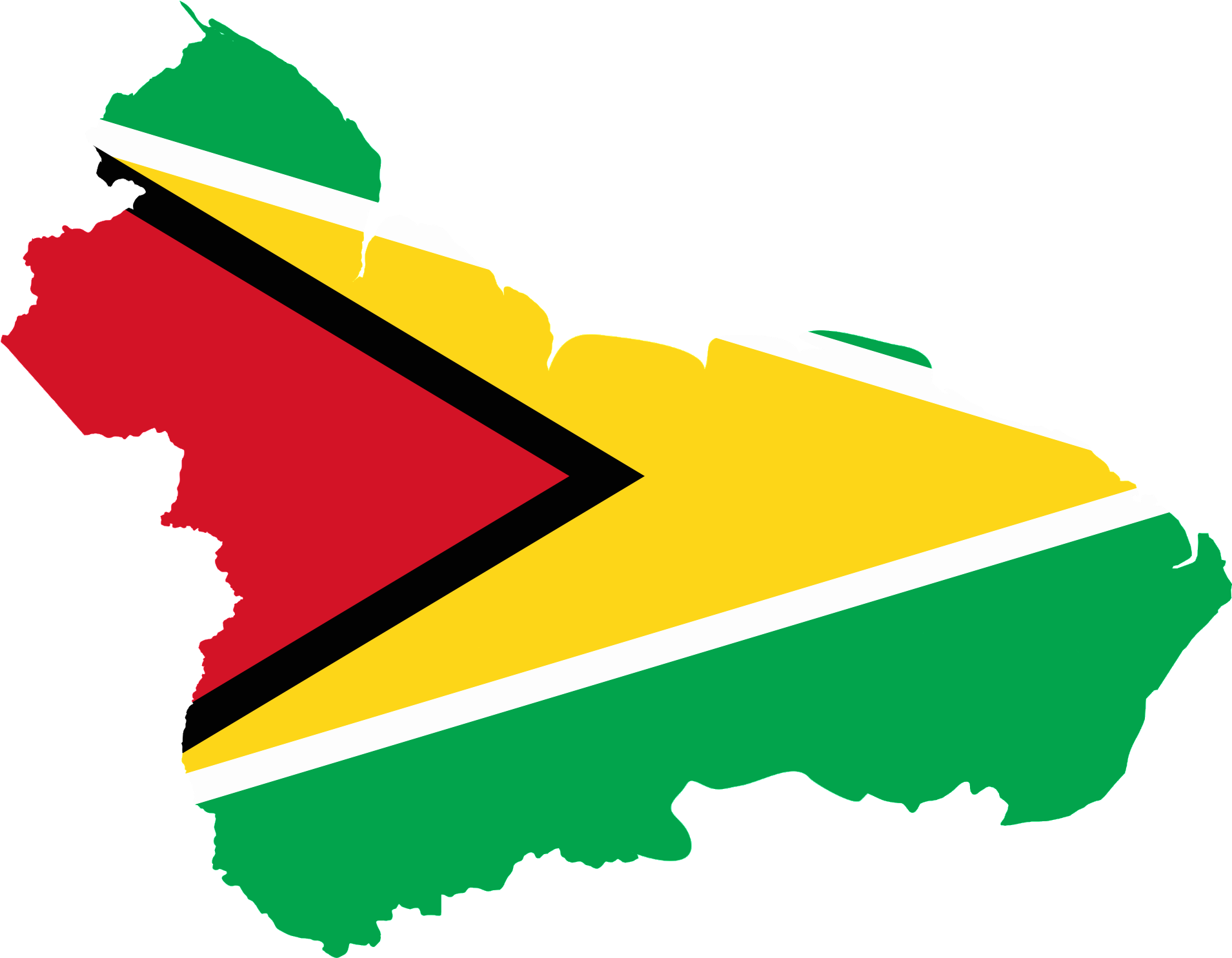 Guyana Map Outlinedwith Flag