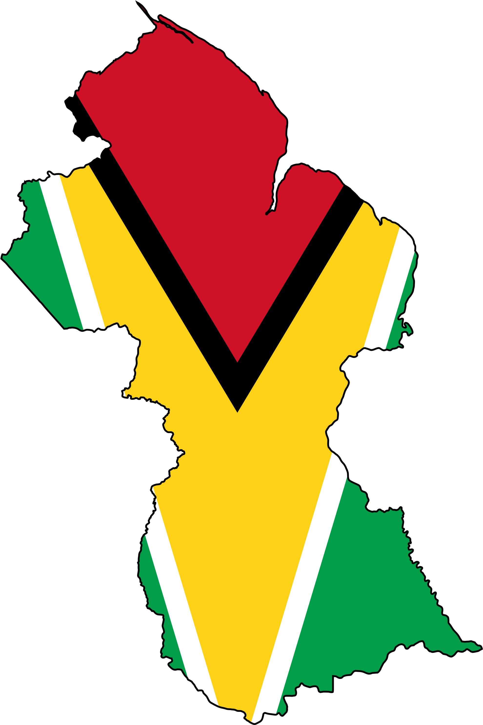 Guyana Mapwith Flag Overlay