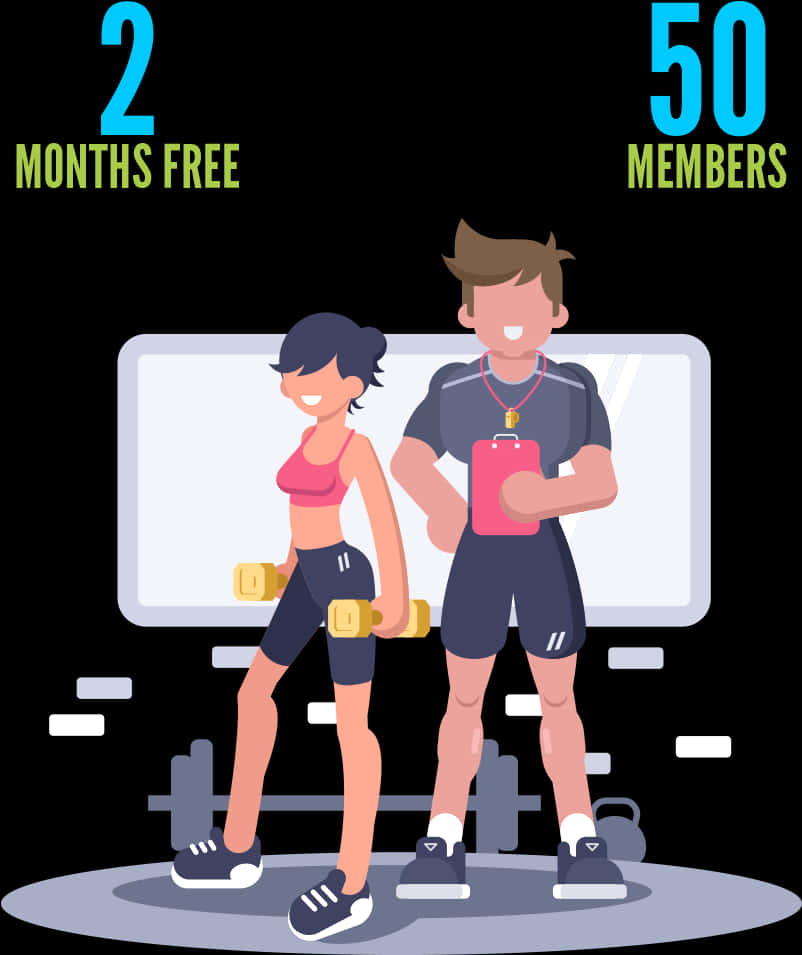 Gym Promotion Cartoon Fitness Couple