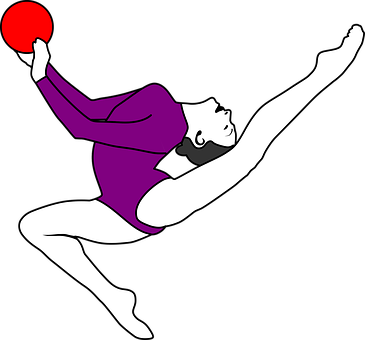 Gymnast With Red Ball Illustration