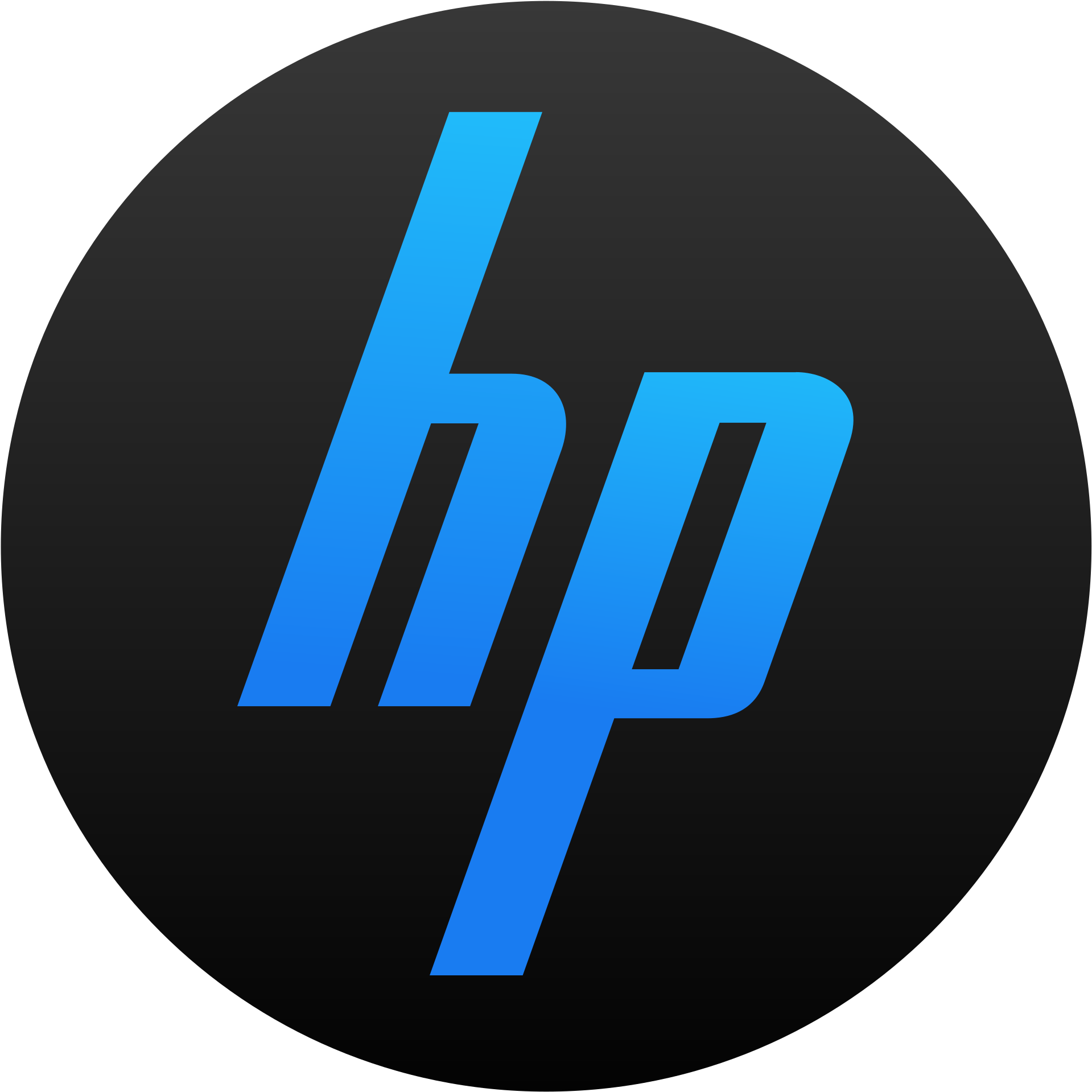 H P Logo Blueon Black